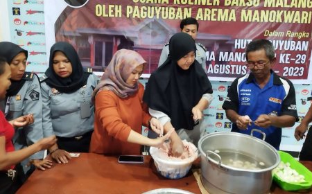 Paguyuban Arema Latih Klien Bapas Manokwari Usaha Bakso Malang