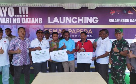 Kakanwil Kemenag dan Pj Sekda Papua Barat Lounching Gemar Papeda 'Ko Top' di Pasar Sanggeng