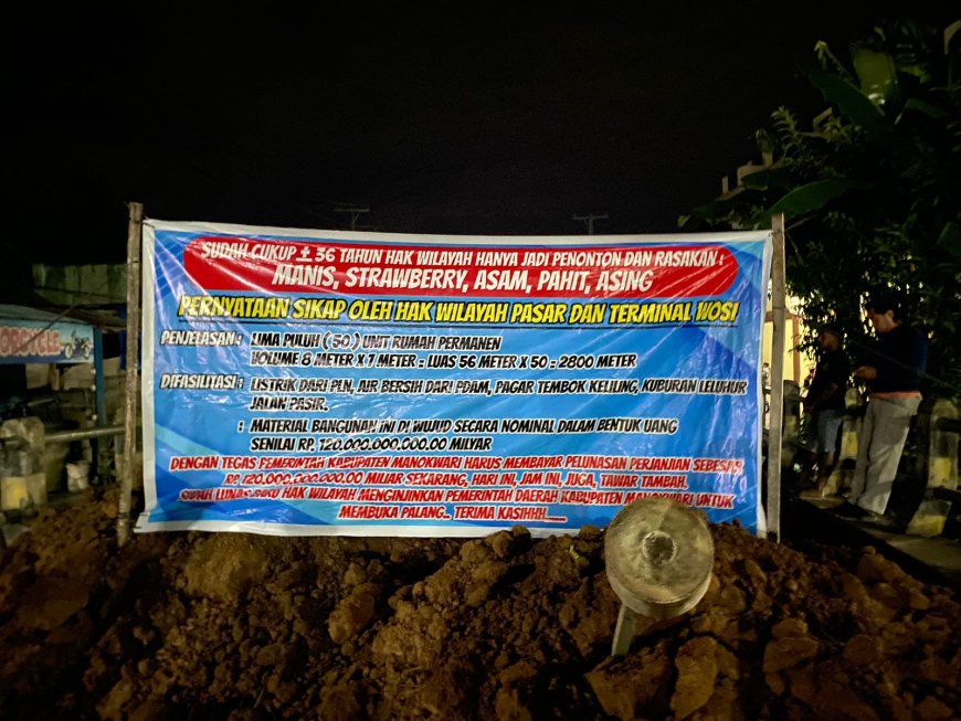 Akses Masuk Pasar Wosi Dipalang Sejak Pagi