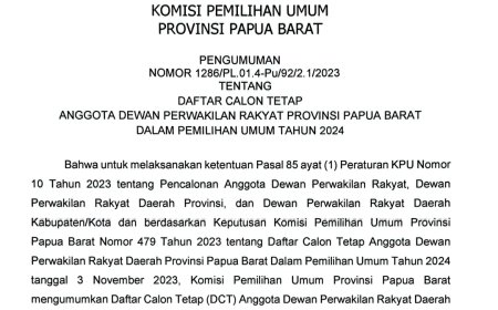 Daftar Calon Tetap Anggota DPR-PB 2024-2029 Yang Disahkan KPU Papua Barat