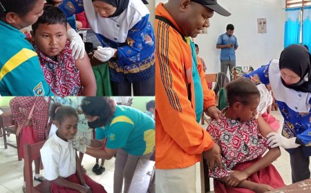 Puluhan Murid Empat SD Distrik Anggi Terima Imunisasi Lanjutan Program BIAS