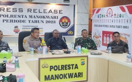 Rilis Akhir Tahun Polresta Manokwari 2023, Laka Lantas dan Narkoba Masih Menonjol