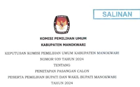 PENETAPAN PASANGAN CALON PESERTA PEMILIHAN BUPATI DAN WAKIL BUPATI MANOKWARI TAHUN 2024