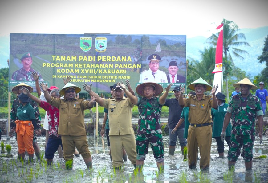 Kodam Kasuari Tanam Padi Perdana, Bentuk Wujudkan Ketahanan Pangan