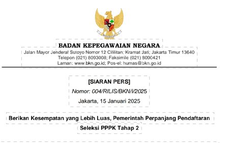 Pemerintah Perpanjang Pendaftaran Seleksi PPPK Tahap 2