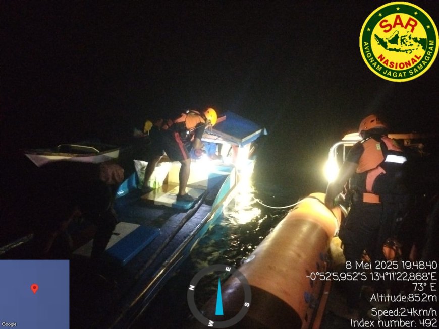 Tim SAR Temukan Perahu Mati Mesin Antara Numfor - Manokwari, Dua Penumpang Selamat