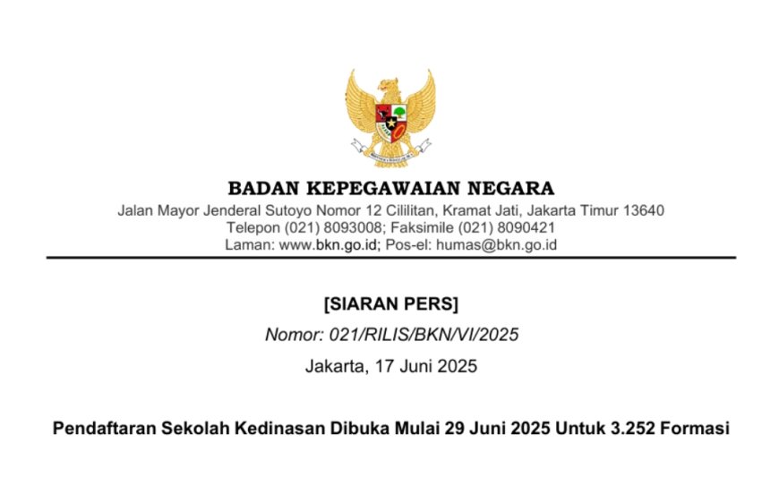 Pendaftaran Sekolah Kedinasan Dibuka Mulai 29 Juni 2025 Untuk 3.252 Formasi