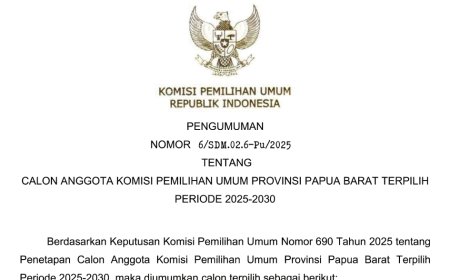 Berikut 5 Anggota KPU Papua Barat Terpilih Periode 2025-2030