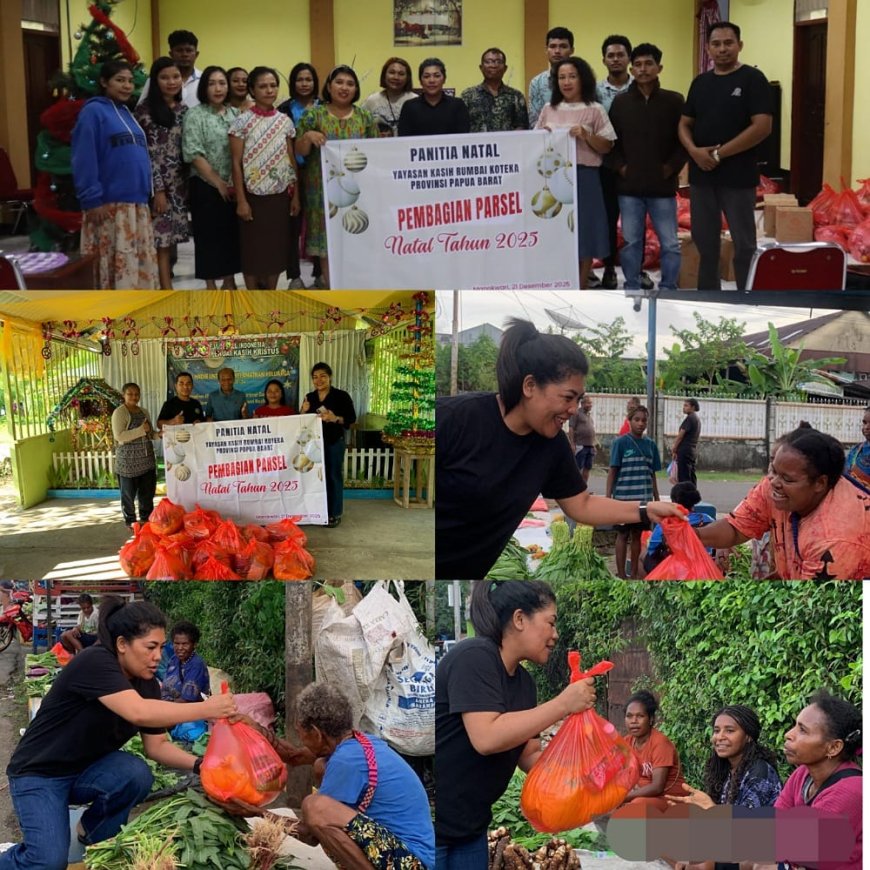 Yayasan Kasih Rumbai Koteka Salurkan Ratusan Paket Sembako Natal di Manokwari