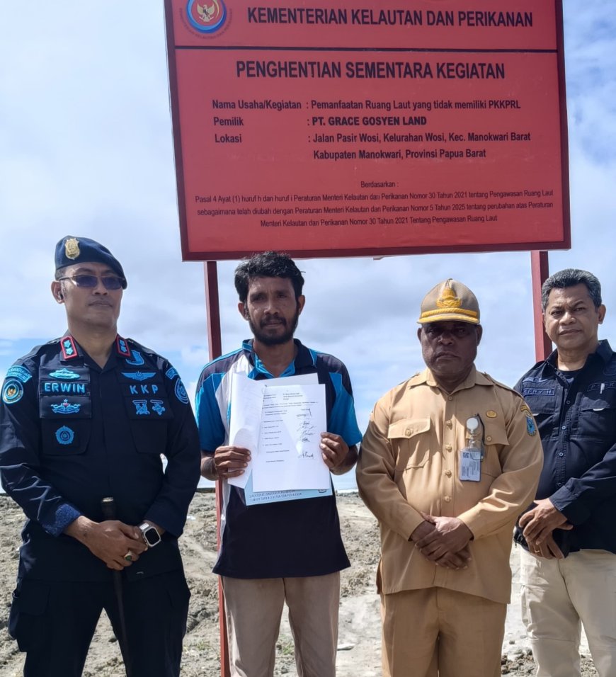 PSDKP Hentikan Sementara Reklamasi Tanpa Izin di Pantai Wosi Manokwari