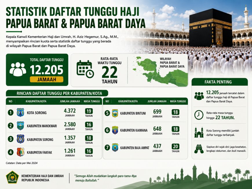 12.205 Jamaah Terdaftar, Daftar Haji Sekarang Di Papua Barat dan PBD Berapa Tahun Kita Akan Menunggu