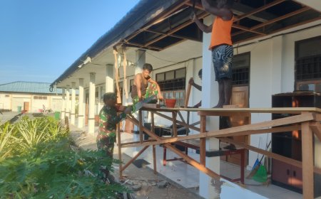 Kodim 1801/Manokwari Rehabilitasi SMKS Kesehatan Terpadu, Dukung Peningkatan Mutu Pendidikan