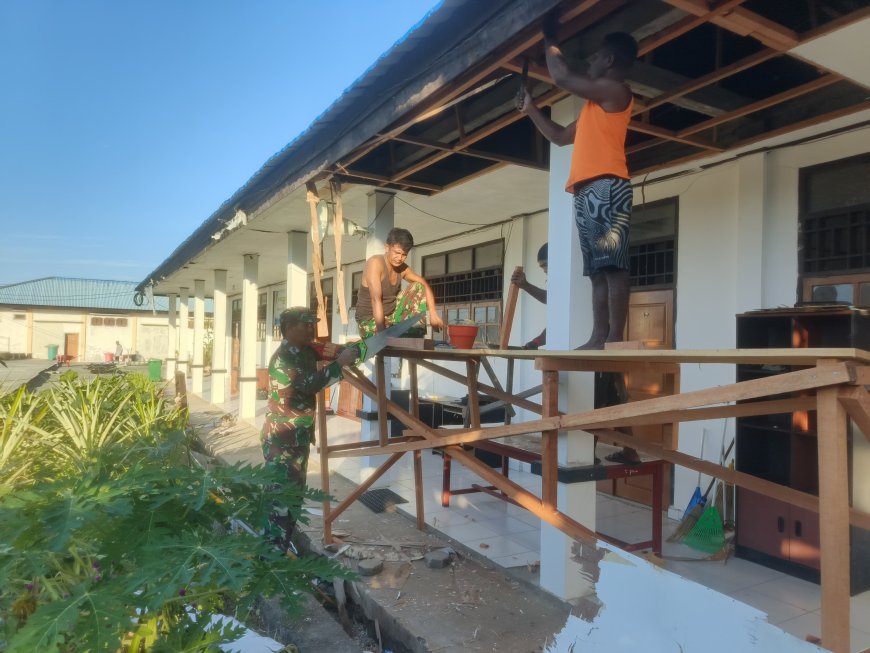 Kodim 1801/Manokwari Rehabilitasi SMKS Kesehatan Terpadu, Dukung Peningkatan Mutu Pendidikan