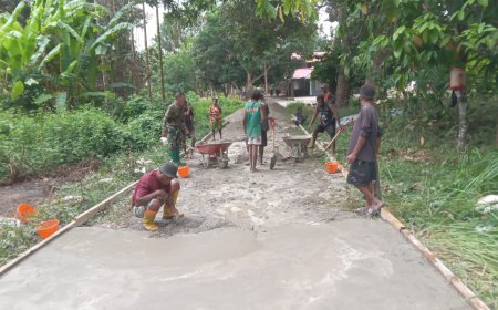 Gotong Royong TNI dan Warga, Pembangunan Jalan TMMD ke-130 di Yamboi Rampung 100 Persen