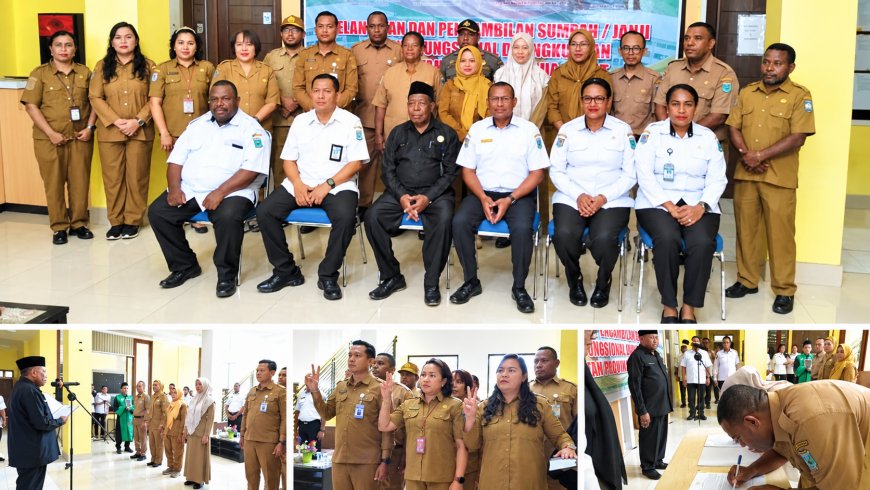 Lantik 16 Pejabat Fungsional, Dominggus Mandacan Pesan Jaga Integritas dan Tingkatkan Kompetensi