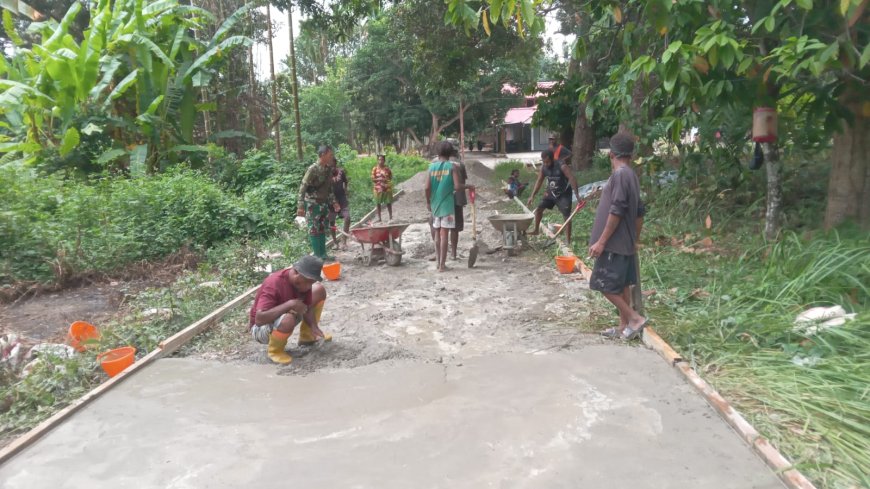 Gotong Royong TNI dan Warga, Pembangunan Jalan TMMD ke-130 di Yamboi Rampung 100 Persen